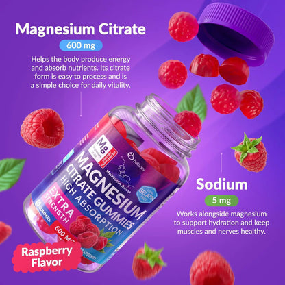 400mg Magnesium Citrate Gummies for Body Support Relaxation 60 Gummies Sugar