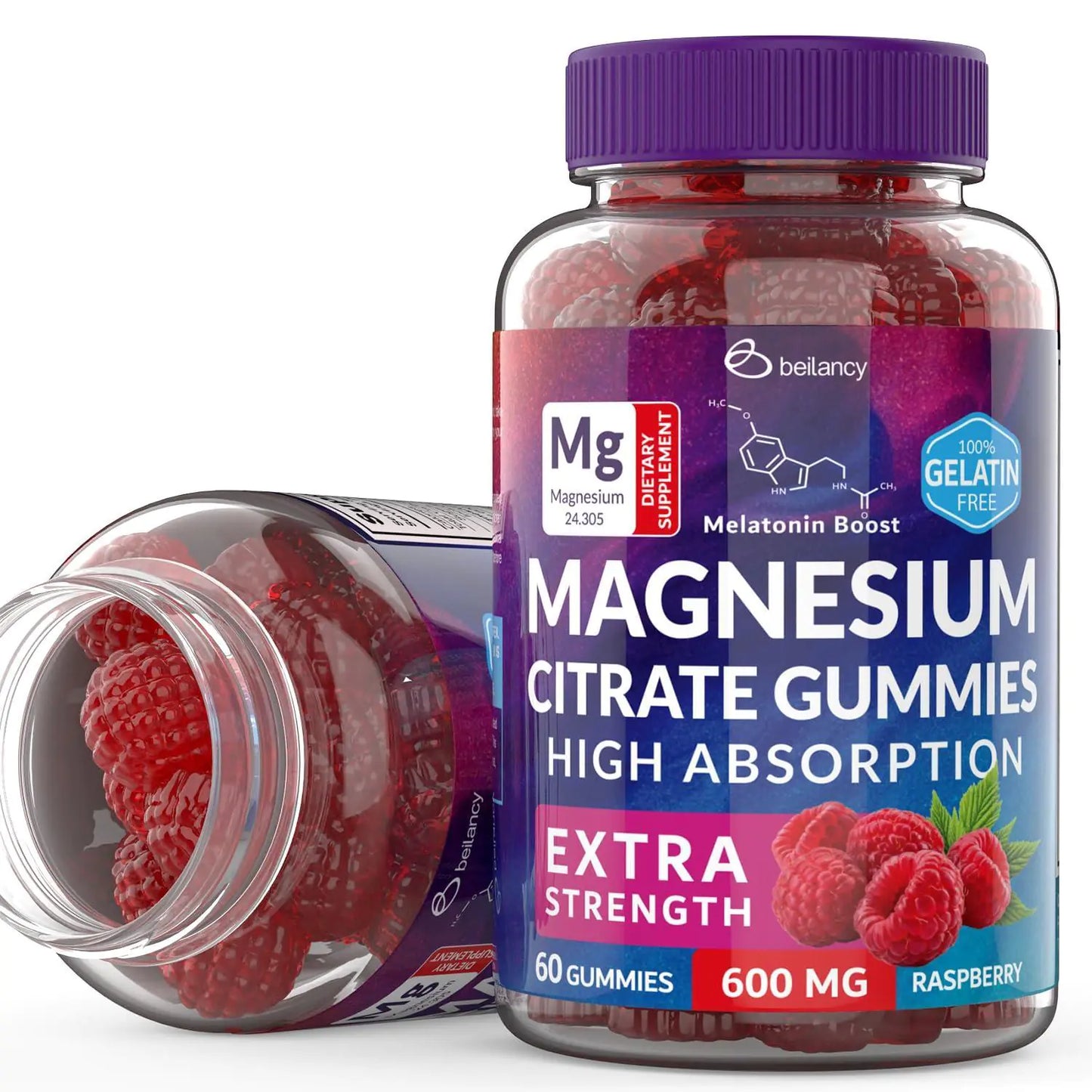 400mg Magnesium Citrate Gummies for Body Support Relaxation 60 Gummies Sugar